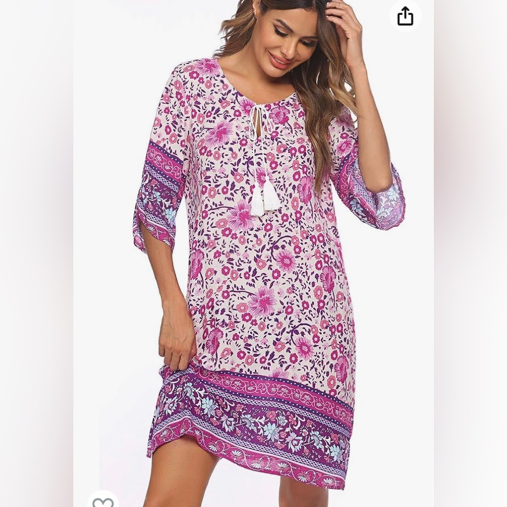 BOHO VINTAGE STYLE DRESS or Cover Up from beach to pool to a cafe. 🐠🐳🌴🌴